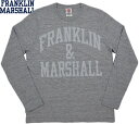 FRANKLIN＆MARSHALL/フランクリンアンドマーシャル TSHIRT JERSEY ROUND NECK LONGアーチロゴ プリント長袖Tシャツ/カットソーSPORT GREY(スポーツグレー)/TSMVA224XNW16