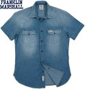 FRANKLIN＆MARSHALL/フランクリンアンドマーシャルWAYNE SHORT半袖ストレッチデニム ウェスタンシャツLIGHT WASH(ライトウォッシュ)/SKU# SHMVA307ANS16