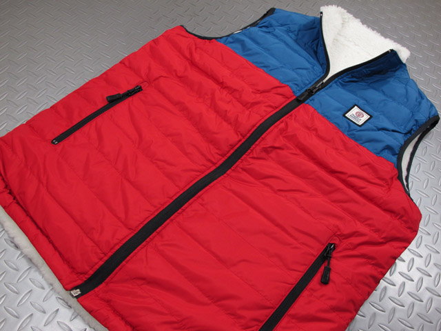 【SALE】30%OFF★FRANKLIN&MARSHALL/フランクリンアンドマーシャル SLEEVELESS DOUBLE-FACE DOWN JACKET ナイロン×ボアフリース、リバーシブルダウンベスト BLUETTE(ブルー/レッド×ホワイト)/SKU #JKMF117ANW17