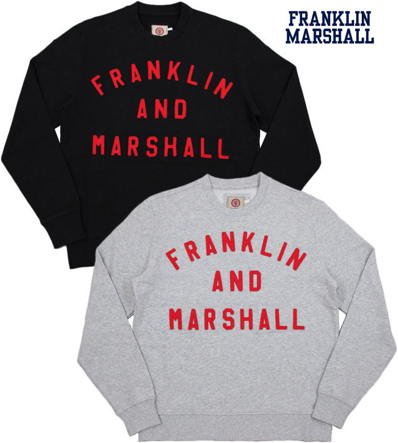 FRANKLIN＆MARSHALL/フランクリンアンドマーシャル Men 039 s round neck sweatshirtメンズ クルーネック スウェットシャツ/アップリケアーチロゴ入り トレーナーFLMF252ANW17