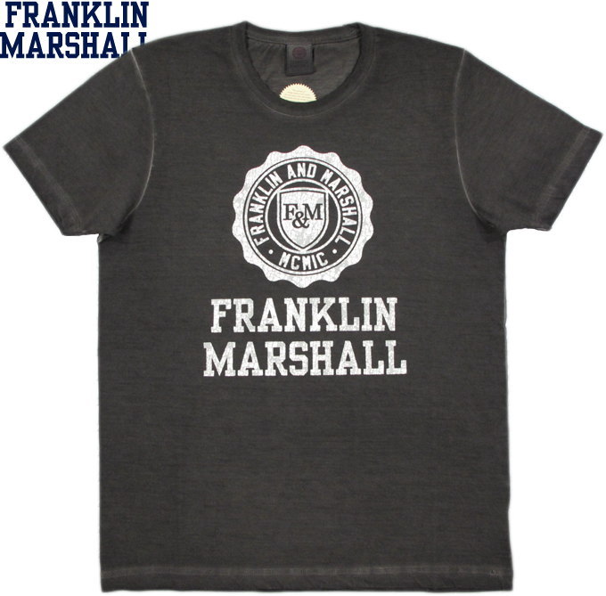 FRANKLIN＆MARSHALL/フランクリンアンドマーシャルT-SHIRT JERSEY ROUND NECK SHORTエンブレムロゴ プリントTシャツ BLACK(ブラック)/TSMF188ANS17