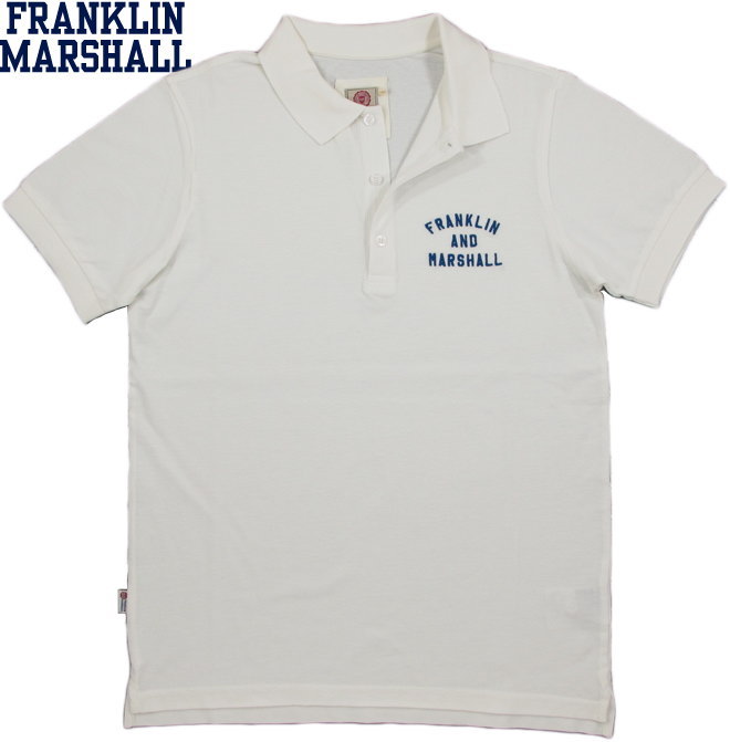 フランクリンマーシャル FRANKLIN＆MARSHALL/フランクリンアンドマーシャルSHORT SLEEVE PIQUE POLO SHIRTアーチロゴ刺繍入り半袖ポロシャツ MILK(ミルクホワイト)/SKU #POMF470ANS18