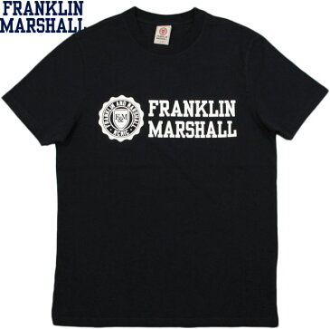 FRANKLIN＆MARSHALL/フランクリンアンドマーシャルT-SHIRT JERSEY ROUND NECK SHORT エンブレムロゴプリントTシャツ BLACK(ブラック)/#TSMF356ANS18