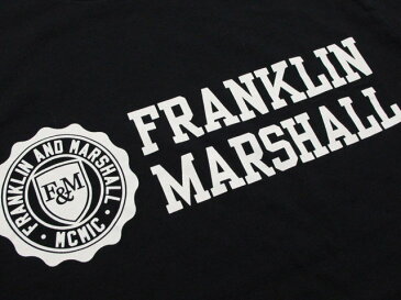 FRANKLIN＆MARSHALL/フランクリンアンドマーシャルT-SHIRT JERSEY ROUND NECK SHORT エンブレムロゴプリントTシャツ BLACK(ブラック)/#TSMF356ANS18