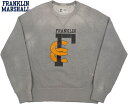 フランクリンマーシャル FRANKLIN＆MARSHALL/フランクリンアンドマーシャル ROUND NECK RAGLAN SWEATSHIRT ラグランスウェットシャツ/ひび割れプリント入りトレーナー MEDIUM GREY MELANGE(ミディアムグレーメランジ)/SKU #FLMF153AMW19