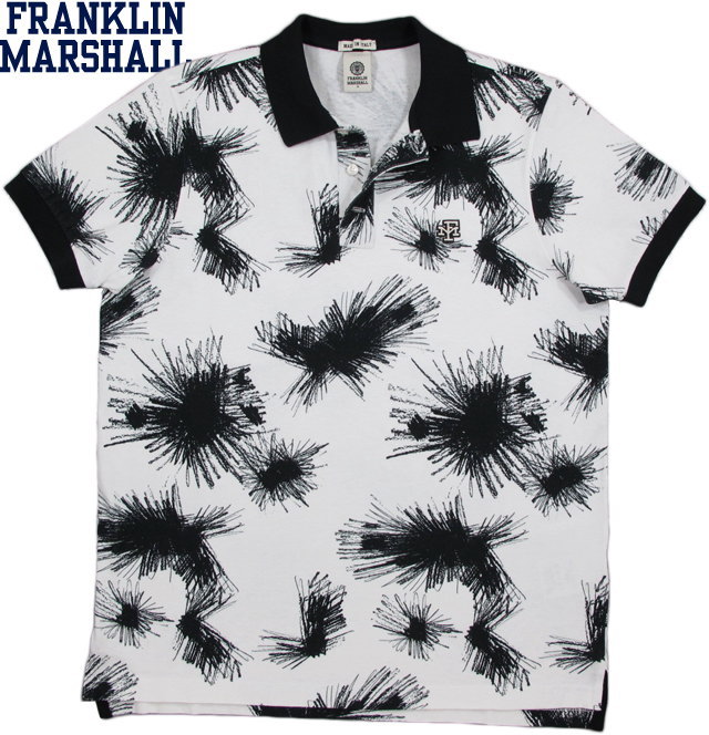 フランクリンマーシャル FRANKLIN＆MARSHALL/フランクリンアンドマーシャル POLO JERSEY CLASSIC SHORT 半袖ポロシャツINK ALL OVER(インクオールオーバー)/SKU #POMF406ANS19