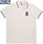 FRANKLIN＆MARSHALL/フランクリンアンドマーシャルSHORT-SLEEVED PIQUE POLO SHIRT エンブレムロゴ刺繍入り、半袖ラインポロシャツ OLD WHITE(オールドホワイト)/SKU #POMF414ANS19