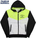 FRANKLIN＆MARSHALL/フランクリンアンドマーシャル LIGHTWEIGHT HOODIE JACKET ロゴプリント入り、ナイロンウィンドブレーカー/ナイロンパーカ WHITE(ホワイト×ブラック×ネオンイエロー)/JKMF544ANS19