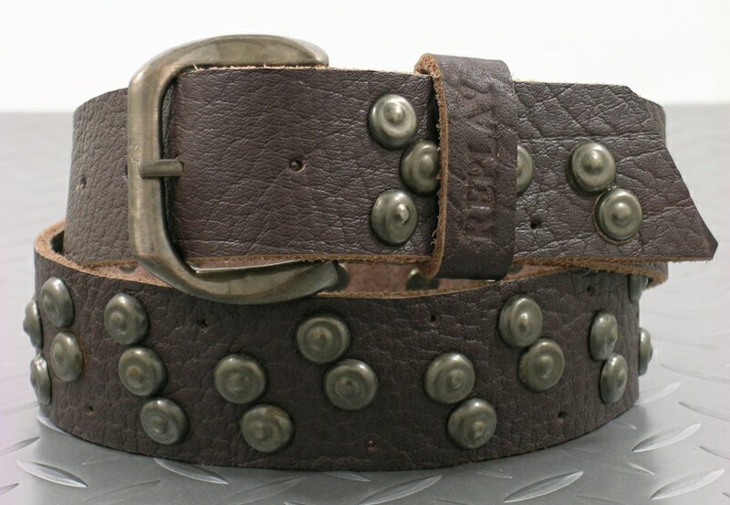 スタッズベルト ベルト（メンズ） REPLAY (リプレイ) Studded Belt(スタッズベルト) チョコレートブラウン