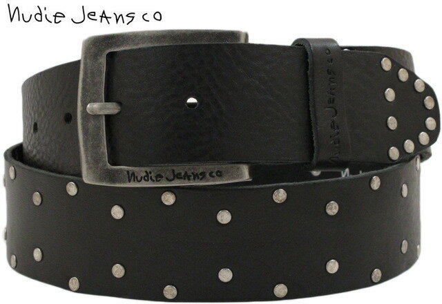 スタッズベルト ベルト（メンズ） Nudie Jeans co/ヌーディージーンズ STEVESSON BELT STUDS スタッズ入り、レザーベルト/スタッズベルト BLACK(ブラック)