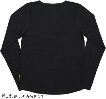 素材と加工にこだわった、風合いの良さは格別★雰囲気抜群のヌーディーのシンプルTEE〜♪NudieJeansco,ヌーディージーンズ,LSHENLEY,RIB,リブ長袖ヘンリーネックTシャツ,長袖無地ヘンリーTシャツ,BLACK(ブラック)