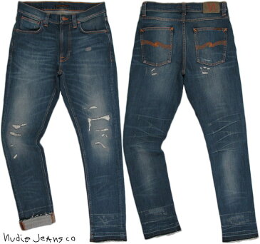 Nudie Jeans co/ヌーディージーンズ LEAN DEAN/リーンディーン NICLAS REPLICA(ニコラスレプリカ) 11.5 oz. comfort stretch denimクラッシュ&リペア・ストレッチスキニーデニムパンツ