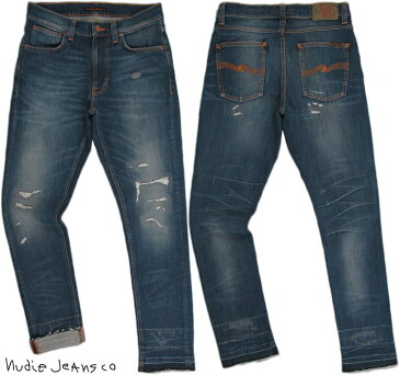 Nudie Jeans co/ヌーディージーンズ LEAN DEAN/リーンディーン NICLAS REPLICA(ニコラスレプリカ) 11.5 oz. comfort stretch denimクラッシュ＆リペア・ストレッチスキニーデニムパンツ