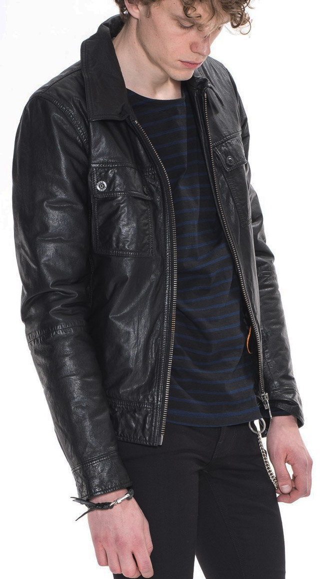 襟付きライダースをモチーフにした★デイリーに使える、原点回帰な黒レザー,NudieJeansco,ヌーディージーンズ,ldquo;HEATHrdquo;,LEATHERJACKET,ラムレザージャケット,襟付きレザージャケット,BLACK(ブラック)