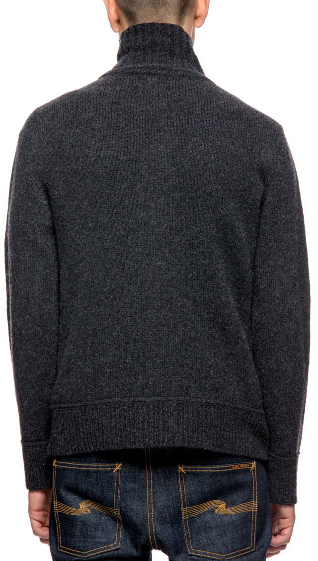 Nudie Jeans co/ヌーディージーンズ RASMUS ZIP CARDIGAN フルジップ ウールカーディガン/ジップカーディガン ANTRACITE(チャコールグレー)