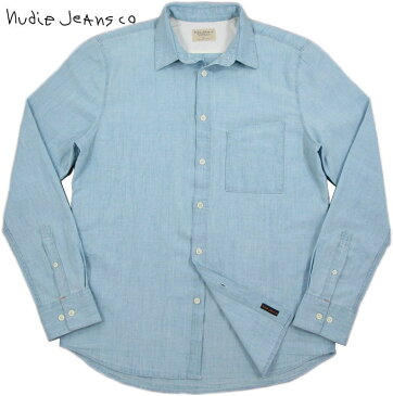 Nudie Jeans co/ヌーディージーンズ STANLEY LIGHT SHADE CHAMBRAY シャンブレーシャツ/レギュラーフィットシャツ DENIM(ライトシェードシャンブレー)