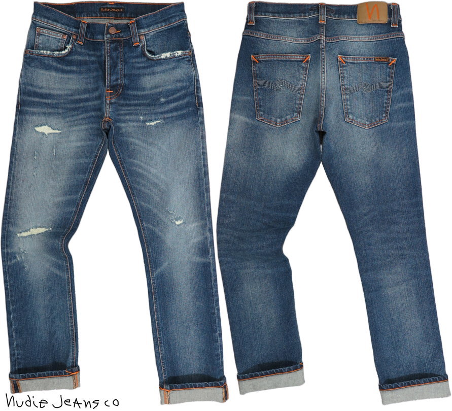 ヌーディージーンズ Nudie Jeans co/ヌーディージーンズ GRIM TIM(グリムティム)straight slim fit with normal rise BROKEN PROMISES(ブロークン プロミシーズ)/クラッシュ&リペアジーンズ