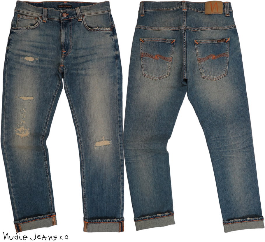 ヌーディージーンズ Nudie Jeans co/ヌーディージーンズTHIN FINN/シンフィン BROKEN LIGHTS(ブロークンライツ) クラッシュ＆リペア・コンフォートストレッチデニム/スキニージーンズ/デニムパンツ