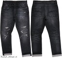 ヌーディージーンズ Nudie Jeans co/ヌーディージーンズ LEAN DEAN/リーンディーン SMASHING BLACK(シマシング ブラック) comfort stretch denimクラッシュ＆リペア・ストレッチスキニーブラックデニムパンツ/ブラックジーンズ