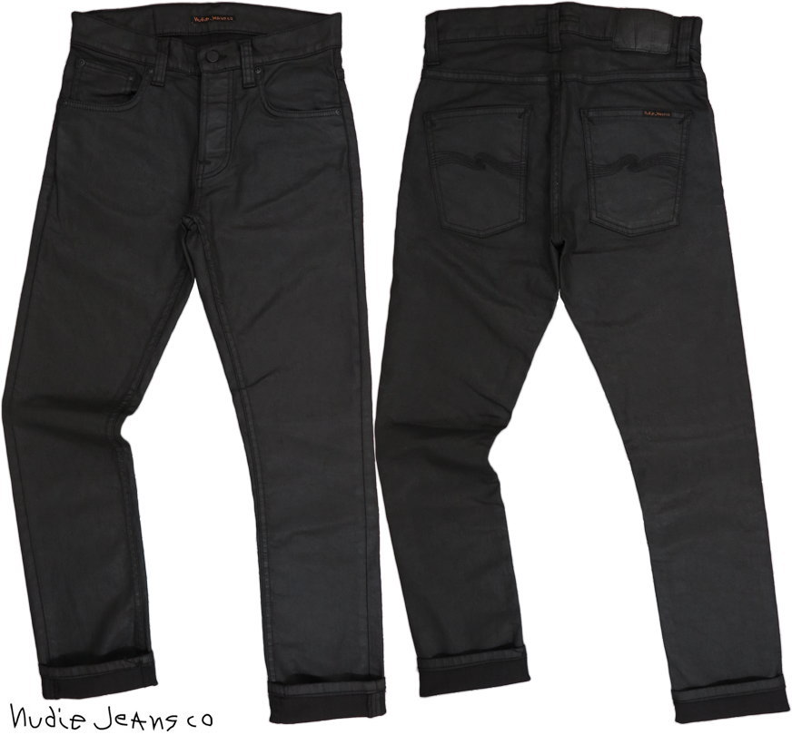 Nudie Jeans co/ヌーディージーンズ GRIM TIM(グリムティム)straight slim fit with normal rise DRY BLACK MIND(ドライ ブラック マインド)/コーティングブラックジーンズ