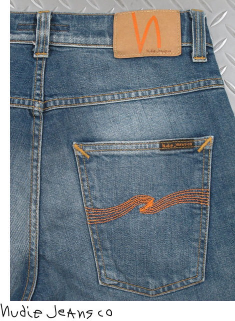 綺麗なテーパードラインが特徴★GRIMTIM/グリムティムの味だしジーンズ★NudieJeansco,ヌーディージーンズ,GRIMTIM,グリムティム,CONJUNCTIONS,コンジャクションズ,12oz.comfortstretchdenim,ボタンフライスリムストレートフィット,ストレッチ・ジーンズ