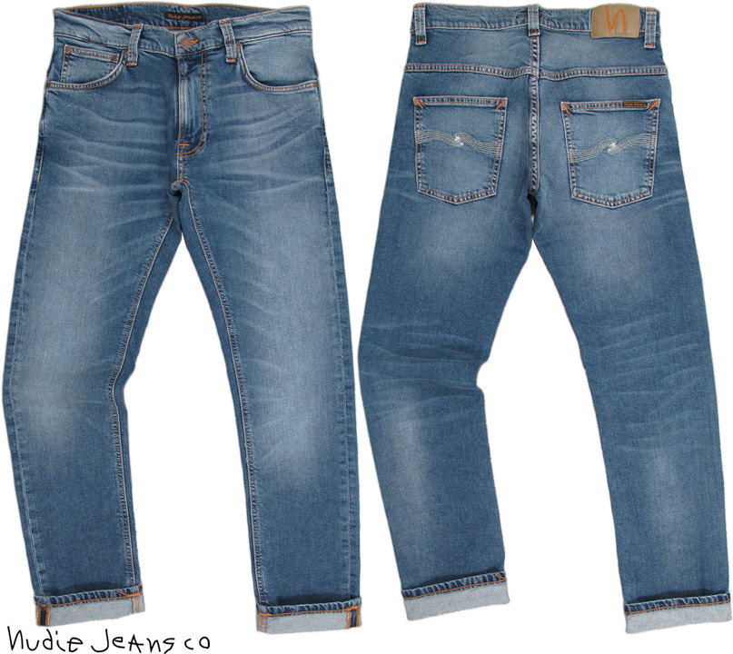 Nudie Jeans co/ヌーディージーンズTHIN FINN/シンフィン TIGHT FIT, NORMAL WAIST, LOW YOKE, NARROW LEG, OPENING ZIP FLY MID BLUE ..