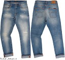 ヌーディージーンズ Nudie Jeans co/ヌーディージーンズ LEAN DEAN/リーンディーン BROKEN SUMMER(ブロークン サマー) 12 oz. comfort stretch denimクラッシュ＆リペア・ストレッチスキニーデニムパンツ