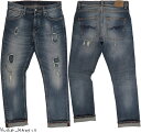 Nudie Jeans co/ヌーディージーンズ GRIM TIM(グリムティム)straight slim fit with normal rise DUSKY BAY(ダスキイ ベイ)/クラッシュ＆リペア・ストレッチジーンズ