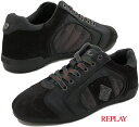 REPLAY/リプレイ Leather Sneakers “PRESS” CAMO柄使い レザースニーカー 090-DK BROWN/BLACK(ダークブラウン×ブラック)/GMS22