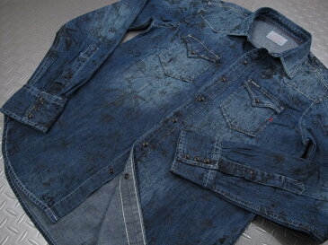 REPLAY/リプレイ M4860P L/S DENIM WESTERN SHIRT プリント柄入り、デニムウェスタンシャツ