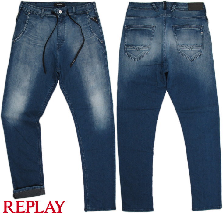 REPLAY/リプレイM9541HYPERFREE DROP-CROTCH SLIM-FIT JEANS HYPERFLEX ハイパーフリー ジョギング ジーンズ/ストレッチジョガーパンツ8.7oz HYPERFREE POWER STRETCH DENIM