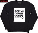 REPLAY/vC M3218 REPLAY DENIM GOODS CREWNECK SWEATSHIRT XEFbgVc/vgg[i[ BLACK(ubN)