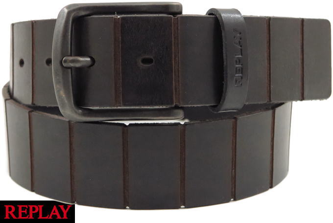 REPLAY/リプレイ AM2580 LEATHER BELT レザーベルト CHOCOLATE(チョコレートブラウン)