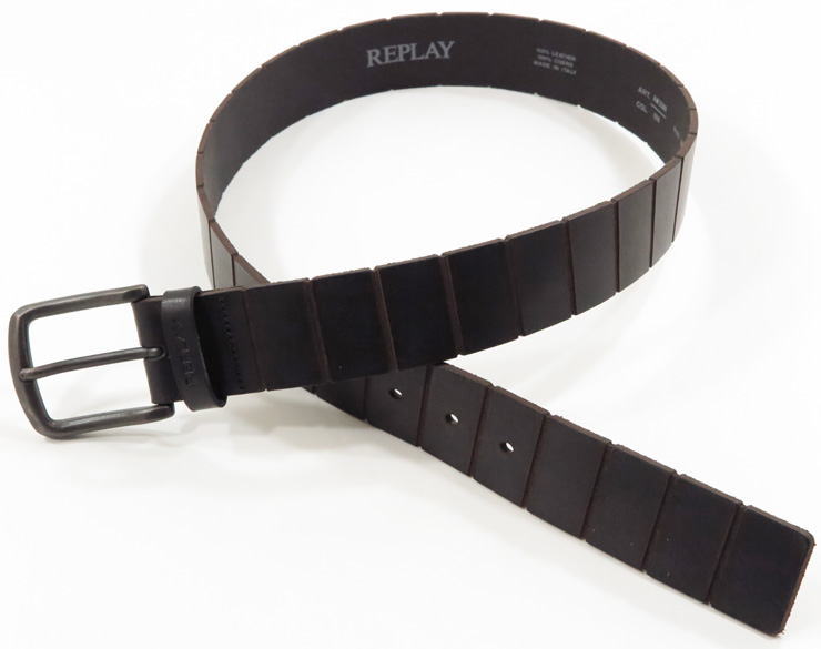 REPLAY/リプレイ AM2580 LEATHER BELT レザーベルト CHOCOLATE(チョコレートブラウン)