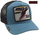 REPLAY/リプレイ AM4249 REPLAY 1981 CAP WITH BILL 刺繍ロゴ入り、メッシュキャップ AVIO(ブルー)
