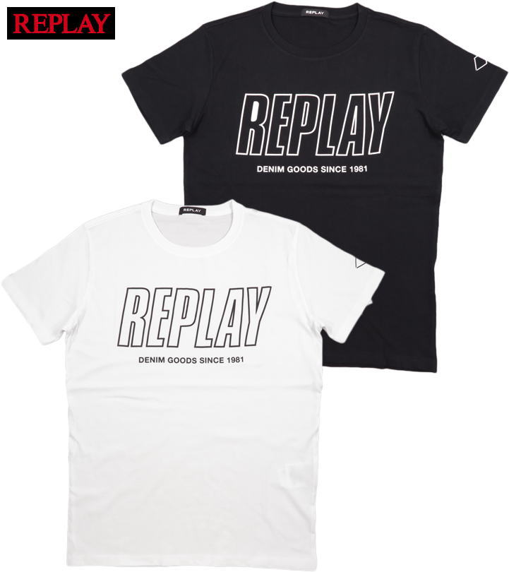 REPLAY/リプレイ M3395 REPLAY DENIM GOODS CREWNECK T-SHIRT 半袖プリントTシャツ/カットソー