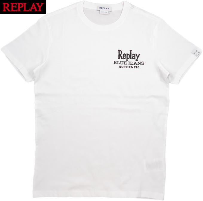 REPLAY/リプレイ M3392 REPLAY BLUE JEANS ORGANIC COTTON T-SHIRT 半袖プリントTシャツ/カットソー CHALK(チョークホワイト)