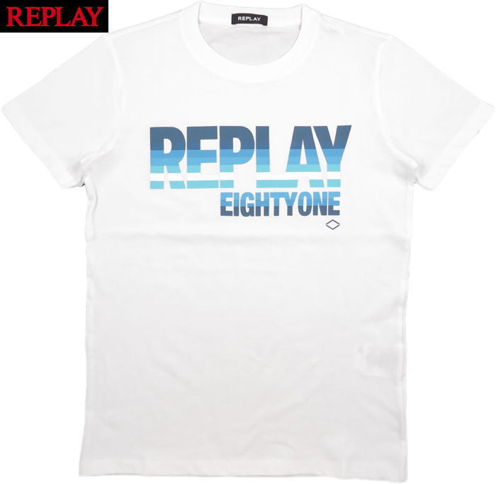 REPLAY/リプレイ M6010 REPLAY EIGHTYONE JERSEY T-SHIRT 半袖プリントTシャツ/カットソー WHITE(ホワイト)