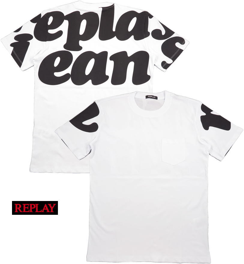 REPLAY/リプレイ M6470 JERSEY T-SHIRT WITH PRINT 半袖バックプリントTシャツ/カットソー WHITE(ホワイト)