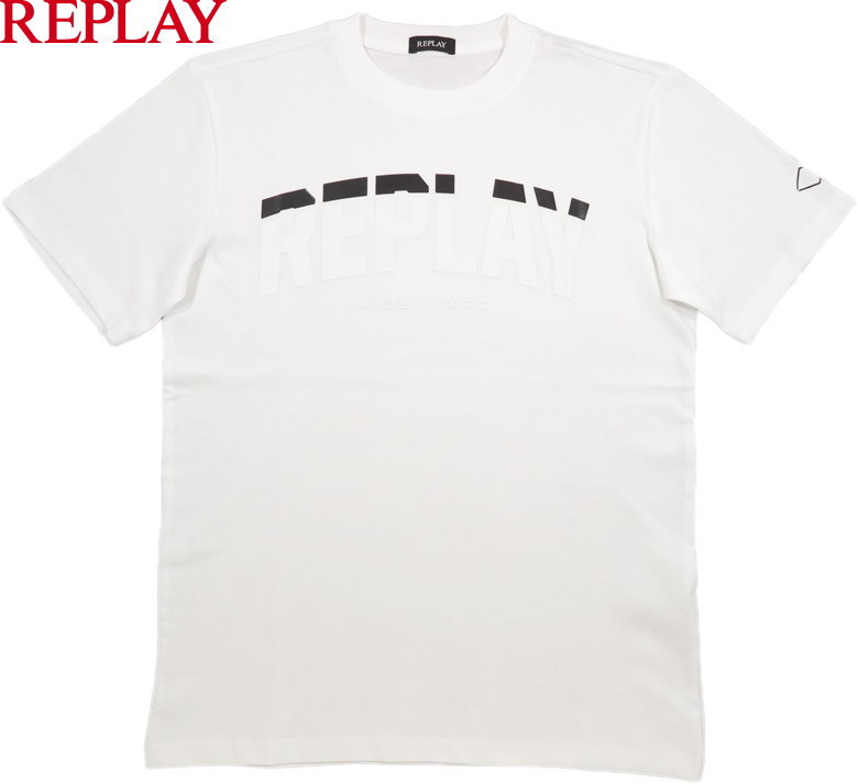 REPLAY/リプレイ M6762 REGULAR FIT JERSEY T-SHIRT WITH PRINT 半袖プリントTシャツ/カットソー CHALK..