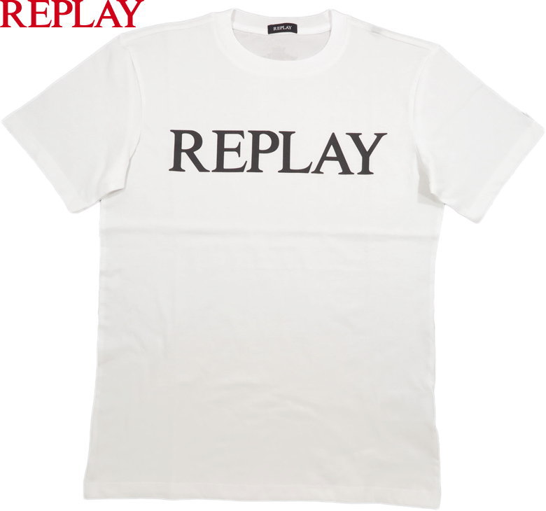 REPLAY/リプレイ M6757 JERSEY T-SHIRT WITH PRINT 半袖プリントTシャツ/カットソー WHITE(ホワイト)