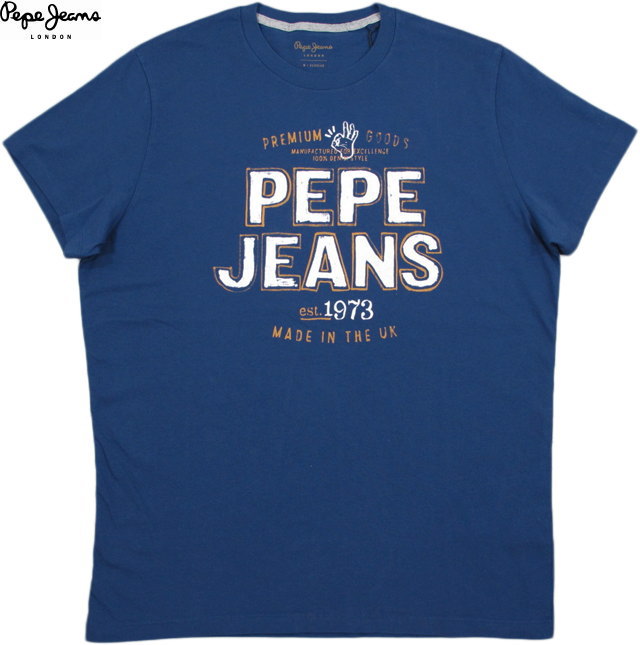 Pepe Jeans/ペペジーンズ PM506379 NICHOLAS WORN OUT LOGO T-SHIRT 半袖プリントTシャツ/カットソー STEEL BLUE(スチールブルー)