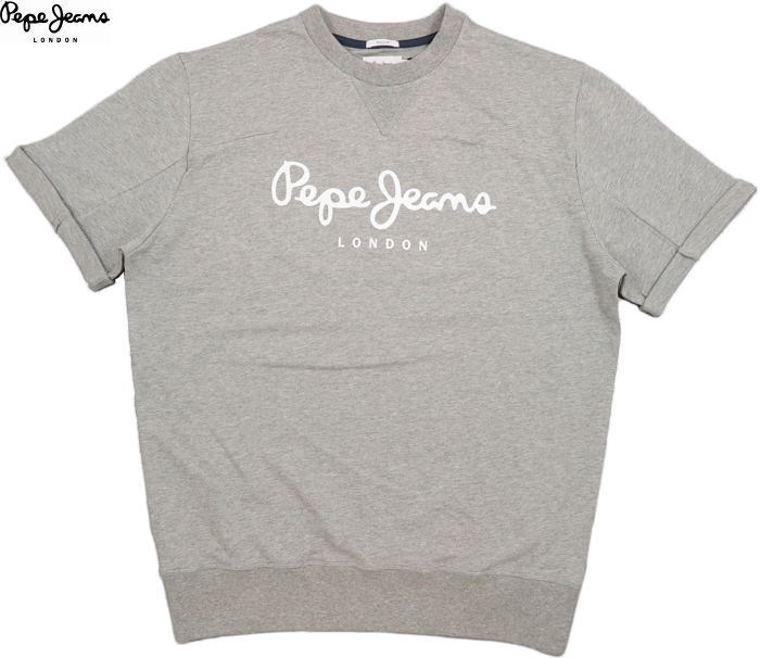 Pepe Jeans/ペペジーンズ PM582001 ADRIAN SHORT SLEEVED SWEATSHIRT 半袖スウェットシャツ/半袖プリントトレーナー GREY MARL(ヘザーグレー)