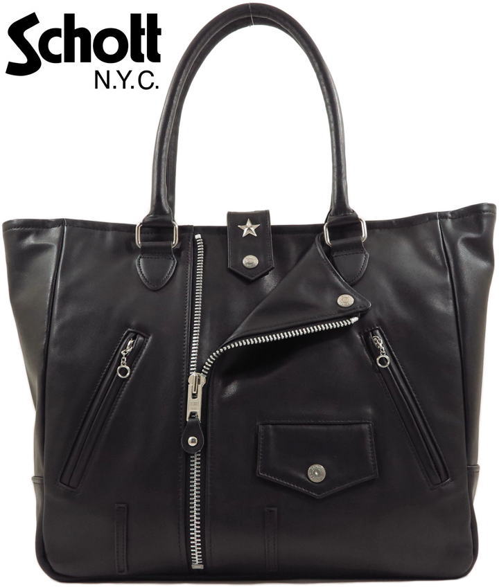 Schott/ショット RIDERS TOTE BAG ライダーストートバッグ/ ワンスターレザートートバッグ BLACK(ブラック)/Lot;3119054のサムネイル