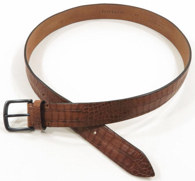 POST＆CO/ポストアンドコー Leather Belt/リザード 型押し レザーベルト Art:8735 COGNAC(コニャック)