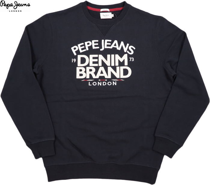 Pepe Jeans/ペペジーンズ PM581843 HARRISON EMBROIDERED LOGO SWEATSHIRT スウェットシャツ/プリントトレーナー NAVY(ネイビー)
