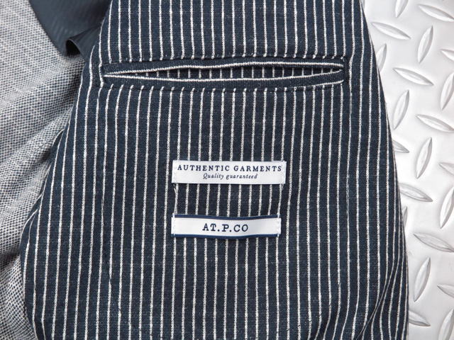 AT.P.CO,アティピコ,A202ALAN60,ポリエステルtimes;コットン、ストライプテーラードジャケット,ブレザー,NAVY(ネイビーtimes;ホワイト)