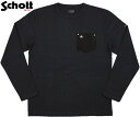 Schott/ショット#3173078 DEER POCKET ONE STAR RIVET L/S T-SHIRT星型スタッズ入り、ディアースキンポケット長袖Tシャツ/ワンスター長袖TEE BLACK(ブラック)