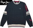 Pepe Jeans/ペペジーンズ PM702166 DAVID TWO-TONE STRIPED JUMPER コットン クルーネックセーター/綿ニット DULWICH(ネイビー)