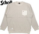 Schott/ショット LEATHER POCKET THERMAL T-SHIRT 星型スタッズ入りディアースキンポケット サーマル長袖カットソー OXFORD(オックスフォード)